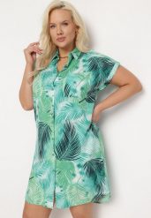 Zielona Wiskozowa Tunika o Koszulowym Fasonie Lekko Asymetryczna Stoccia. Zielone tuniki damskie Born2be, uniwersalny, bez wzorów, z wiskozy, eleganckie, bez ramiączek. Za 79.99 zł.
