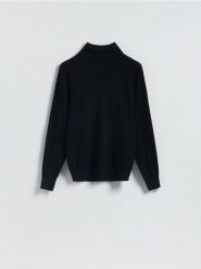Sweter z domieszką kaszmiru - czarny. Czarne swetry męskie Reserved, l, bez wzorów, z bawełny, bez kołnierzyka, bez ramiączek. Za 179.99 zł.