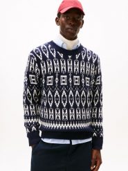Tommy Hilfiger wełniany sweter Mężczyźni Wełna niebieski|biały, M. Białe swetry męskie Tommy Hilfiger, na zimę, m, bez wzorów, z dzianiny, bez kołnierzyka, bez ramiączek. Za 479.95 zł.