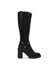 LOVE MOSCHINO Kozaki JA2608AG0NIA0000 Czarny. Czarne kozaki damskie Love Moschino, bez wzorów, ze skóry, bez obcasa, na słupku, bez zapięcia. Za 1,589.00 zł.
