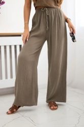 Spodnie muślinowe z szeroką nogawką fango. Spodnie materiałowe damskie KESI, na lato, bez wzorów, z bawełny, biznesowe, plus size. Za 150.52 zł.