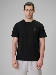 4F T-shirt regular gładki męski - czarny M. Czarne t-shirty męskie 4F, m, bez wzorów, z bawełny, bez kołnierzyka, bez ramiączek. Za 59.99 zł.