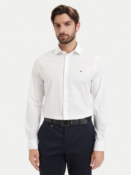 Tommy Hilfiger Koszula Cl Solid MW0MW43749 Biały Slim Fit. Białe koszule męskie Tommy Hilfiger, m, bez wzorów, z bawełny, bez kołnierzyka, bez ramiączek. Za 266.99 zł.