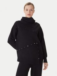 LOLA CASADEMUNT Sweter LF2511010 Czarny Regular Fit. Czarne swetry nierozpinane damskie LOLA CASADEMUNT, xl, bez wzorów, z wiskozy, bez kołnierzyka, bez ramiączek. Za 659.99 zł.