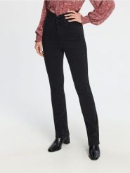 Jeansy flare high waist - czarny. Czarne jeansy damskie Sinsay, bez wzorów, z bawełny, z podwyższonym stanem. Za 89.99 zł.