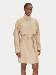 TWINSET Trencz 251TP2661 Beżowy Loose Fit. Brązowe płaszcze damskie Twinset, bez wzorów, z bawełny, bez kołnierzyka, bez kaptura. Za 729.99 zł.