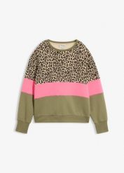 Bluza z mieszanki bawełny. Zielone bluzy damskie bonprix, bez wzorów, z bawełny, bez ramiączek, bez kaptura. Za 94.99 zł.