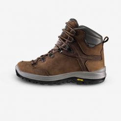 Buty trekkingowe męskie MT500 skóra wodoodporne. Brązowe buty zimowe męskie FORCLAZ, bez wzorów, z kauczuku, przed kolano, bez obcasa, bez zapięcia. Za 599.99 zł.