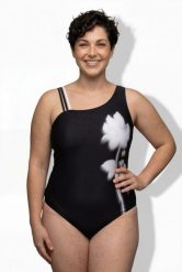 Damskie Strój kąpielowy kwiaty miękkie miseczki okrągły dekolt. Czarne stroje kąpielowe damskie Ulla Popken, plus size, bez wzorów, z elastanu. Za 191.99 zł.