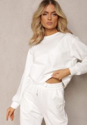Biała Oversize Bluza z Bawełny o Krótkim Fasonie Sibolla. Białe bluzy damskie Renee, l, bez wzorów, z bawełny, casualowe, bez ramiączek, bez kaptura. Za 89.99 zł.