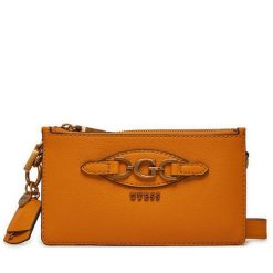 Torebka Guess. Brązowe listonoszki damskie Guess, z aplikacjami, bez dodatków. Za 369.99 zł.