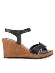 Lasocki Sandały WI23-283-09 Czarny. Czarne sandały damskie Lasocki, bez wzorów, ze skóry, bez obcasa, na koturnie, bez zapięcia. Za 125.99 zł.