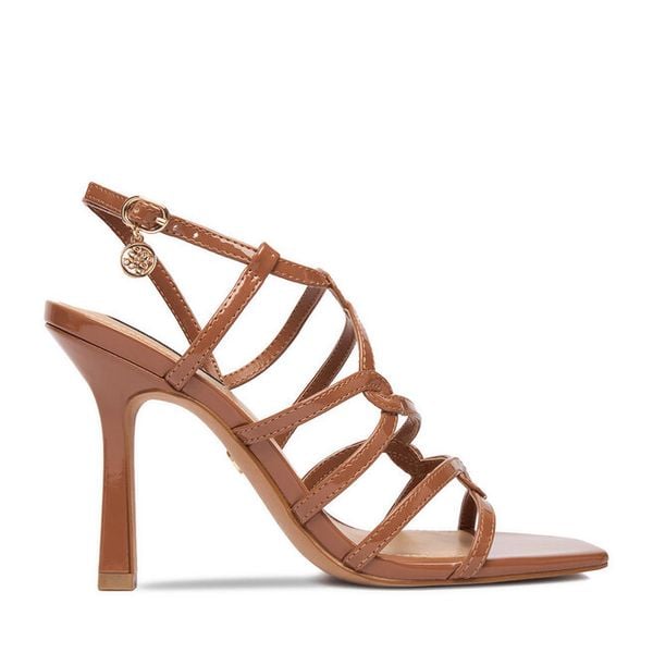 Sandały Nine West. Brązowe sandały damskie Nine West, bez wzorów, bez obcasa, na szpilce, bez zapięcia. Za 194.99 zł.