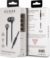 Słuchawki Guess GUESS ZESTAW SŁUCHAWKOWY GUEPWIBK JACK 3.5MM CZARNY standard. Czarne słuchawki dokanałowe Guess. Za 88.20 zł.