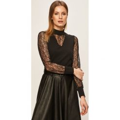 Morgan - Bluzka. Czarne bluzki damskie Morgan, l, bez wzorów, z dzianiny, bez kołnierzyka, bez ramiączek. Za 169.90 zł.