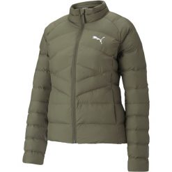 Kurtka damska Puma WARMCELL. Zielone kurtki sportowe damskie Puma, na zimę, s, bez wzorów, z puchu, bez ramiączek, bez kaptura, trekkingowe. Za 262.99 zł.