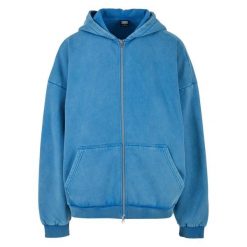 Bluza Męska 90´s Stone Wash Heavyweight Full Zip Hoodie. Niebieskie bluzy męskie Urban Classics, m, bez wzorów, bez ramiączek, bez kaptura. Za 287.99 zł.