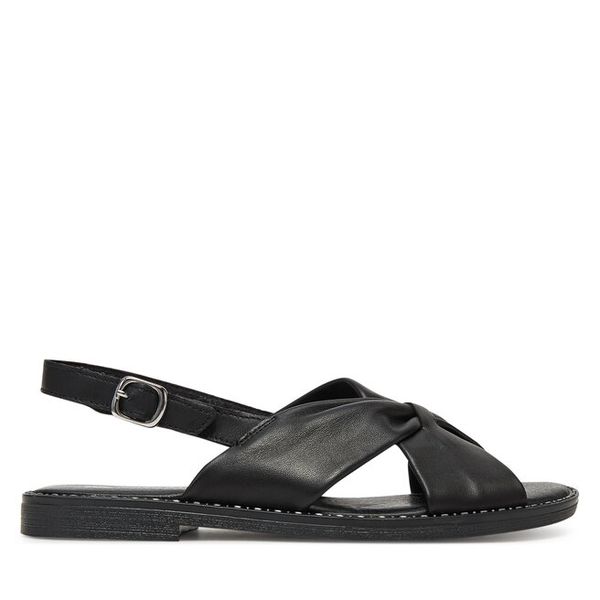 Sandały Remonte. Czarne sandały damskie Remonte, bez wzorów, bez obcasa, na płaskiej podeszwie, bez zapięcia. Za 271.99 zł.