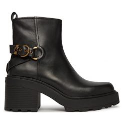 Botki PINKO. Czarne botki damskie Pinko, bez wzorów, bez obcasa, na słupku, bez zapięcia. Za 1,399.00 zł.