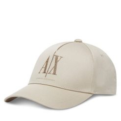 Czapka z daszkiem Armani Exchange. Brązowe czapki damskie Armani Exchange, bez wzorów. Za 199.99 zł.