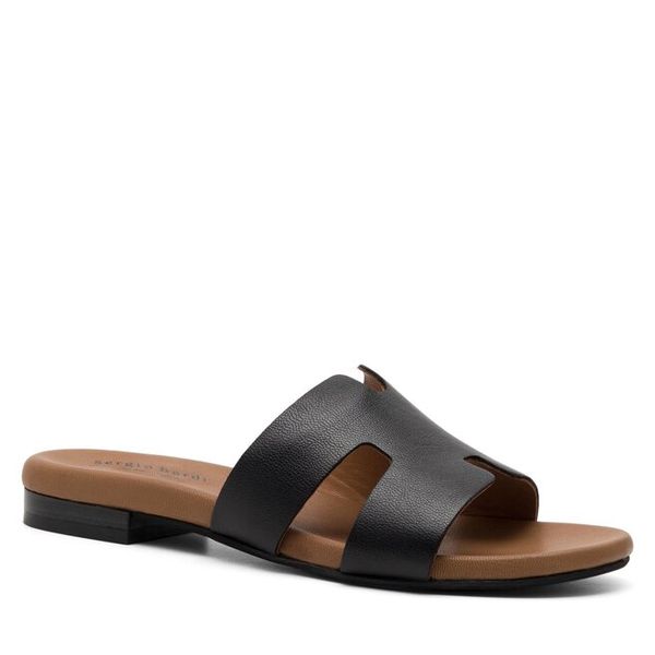 Klapki Sergio Bardi. Czarne klapki damskie Sergio Bardi, bez wzorów, bez obcasa, bez zapięcia. Za 229.99 zł.