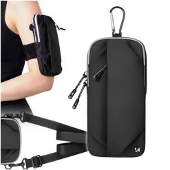 Opaska na ramię na telefon do biegania armband saszetka etui pokrowiec. Czarne saszetki i nerki męskie Wozinsky, bez wzorów. Za 29.99 zł.