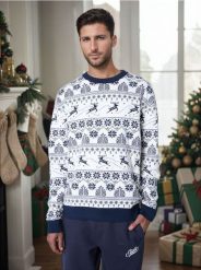 Sweter świąteczny - kremowy. Białe swetry męskie Sinsay, na zimę, l, bez wzorów, wizytowe, bez kołnierzyka, bez ramiączek. Za 59.99 zł.