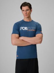 4F Koszulka do pływania i sportów wodnych z filtrem UPF50+ męska - granatowa M. Niebieskie t-shirty męskie 4F, l, bez wzorów, z materiału, bez kołnierzyka, bez ramiączek. Za 99.99 zł.
