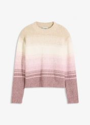 Sweter. Brązowe swetry nierozpinane damskie bonprix, bez wzorów, bez kołnierzyka, bez ramiączek. Za 99.99 zł.