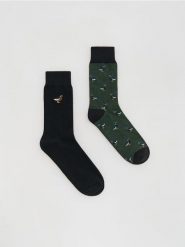 2 pack skarpetek - zielony. Zielone skarpety męskie Reserved, bez wzorów. Za 29.99 zł.