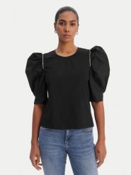 Fracomina Bluzka FR26ST3035J40101 Czarny Regular Fit. Czarne bluzki damskie Fracomina, m, bez wzorów, z bawełny, bez kołnierzyka, bez ramiączek. Za 329.99 zł.