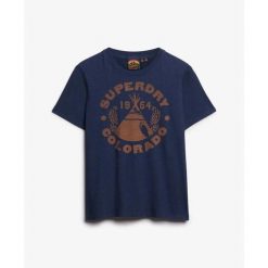 Koszulka jednolita casual damska Superdry Lo-Fi Outdoor. Niebieskie bluzki damskie Superdry, bez wzorów, casualowe, bez kołnierzyka, bez ramiączek. Za 147.75 zł.