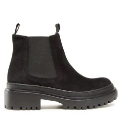 Sztyblety Pollini. Czarne botki damskie Pollini, bez wzorów, bez obcasa, na płaskiej podeszwie, bez zapięcia. Za 2,339.00 zł.