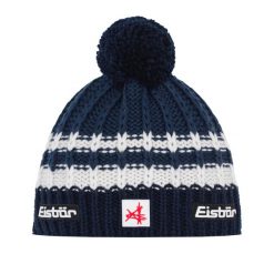 Czapka Eisbar Kova Pompon MÜ SA. Niebieskie czapki damskie Eisbar, na zimę, bez wzorów, z materiału, klasyczne. Za 249.90 zł.