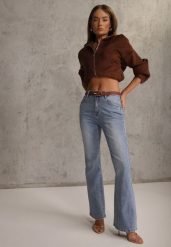 Niebieskie Jeansy Dzwony Bootcut High Waist z Bawełną Urilyss. Niebieskie jeansy damskie Renee, na wiosnę, bez wzorów, z bawełny, klasyczne, z podwyższonym stanem, krótkie. Za 109.99 zł.
