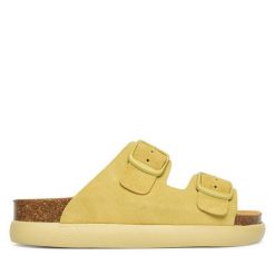 Klapki Scholl. Żółte klapki damskie Scholl, bez wzorów, bez obcasa, bez zapięcia. Za 421.99 zł.