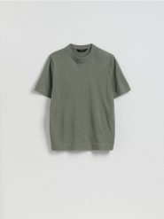 Sweter z krótkim rękawem - jasnozielony. Zielone swetry męskie Reserved, l, bez wzorów, z bawełny, bez kołnierzyka, bez ramiączek. Za 99.99 zł.