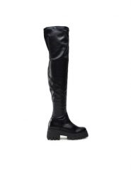 Badura Kozaki SX090-2202 Czarny. Czarne kozaki damskie Badura, bez wzorów, ze skóry, bez obcasa, na słupku, bez zapięcia. Za 224.99 zł.