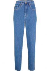 Dżinsy Mom ze stretchem, high waist. Czarne jeansy damskie bonprix, bez wzorów, z jeansu, z podwyższonym stanem. Za 84.99 zł.