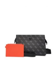 Guess Saszetka HMMILO P6157 Czarny. Czarne saszetki i nerki męskie Guess, z aplikacjami, ze skóry. Za 369.99 zł.