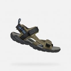 Sandały GEOX U TERRENO + GRIP Zielony. Brązowe sandały męskie Geox, na lato, bez wzorów, z syntetyku, bez zapięcia. Za 329.99 zł.