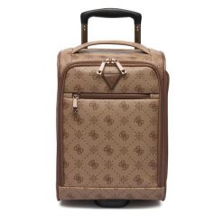 Walizka kabinowa Guess. Brązowe walizki damskie Guess, z aplikacjami. Za 639.99 zł.