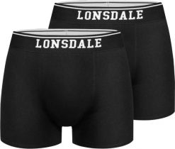Bokserki męskie Lonsdale Oxfordshire, 2-pak, czarne. Czarne bokserki męskie Lonsdale, bez wzorów, z bawełny. Za 143.99 zł.