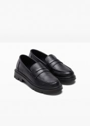 Półbuty loafer chunky. Czarne balerinki damskie bonprix, bez wzorów, bez obcasa, bez zapięcia. Za 124.99 zł.