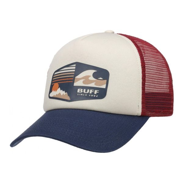 Czapka z daszkiem Buff Trucker. Czerwone czapki damskie Buff, bez wzorów, z bawełny. Za 81.89 zł.
