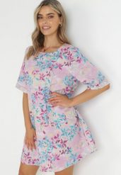 Fioletowa Trapezowa Sukienka Mini z Wiskozy w Kwiaty Donnia. Fioletowe sukienki damskie Born2be, na lato, l, bez wzorów, z wiskozy, bez kołnierzyka, bez ramiączek, mini, trapezowe. Za 59.99 zł.