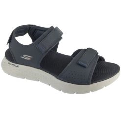 Sandały męskie, Go Walk Flex Sandal - Antigua Beach. Niebieskie sandały męskie Skechers, na lato, bez wzorów, bez zapięcia. Za 269.99 zł.