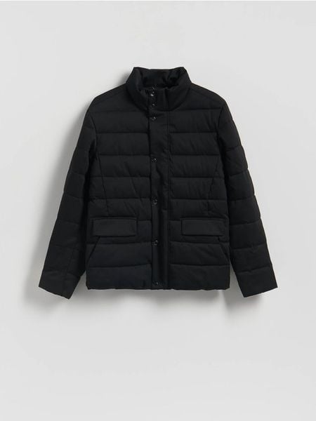 Pikowana kurtka ze stójką - czarny. Czarne kurtki męskie Reserved, l, bez wzorów, z tkaniny, bez kaptura. Za 359.99 zł.