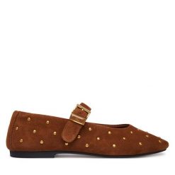 Baleriny Tommy Hilfiger. Brązowe balerinki damskie Tommy Hilfiger, bez wzorów, bez obcasa, bez zapięcia. Za 569.99 zł.