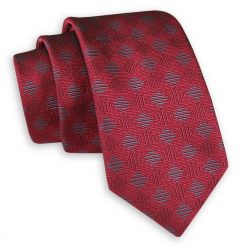 Czerwono-Szary Elegancki Krawat -Angelo di Monti- 6 cm, Męski, w Dużą Kratkę. Czerwone krawaty i muchy Angelo di Monti, bez wzorów, eleganckie. Za 45.00 zł.